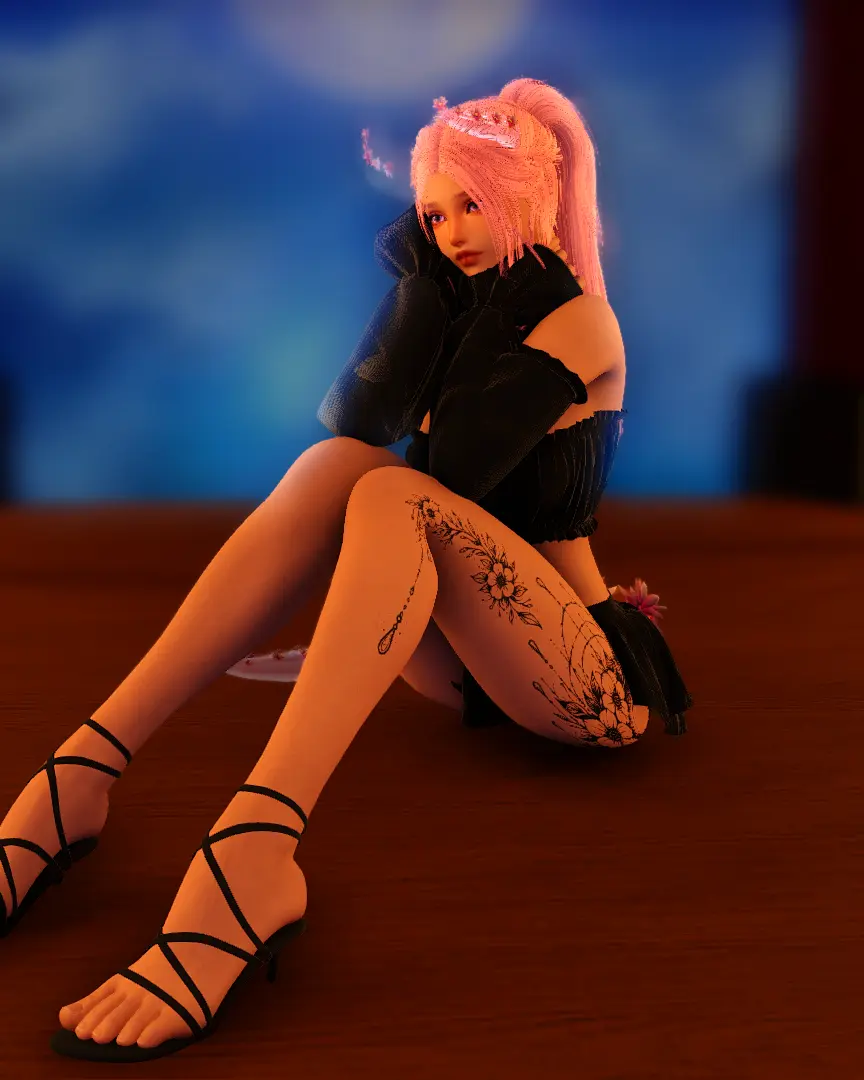 A cute solo sitting animation with hands adorably on your face.