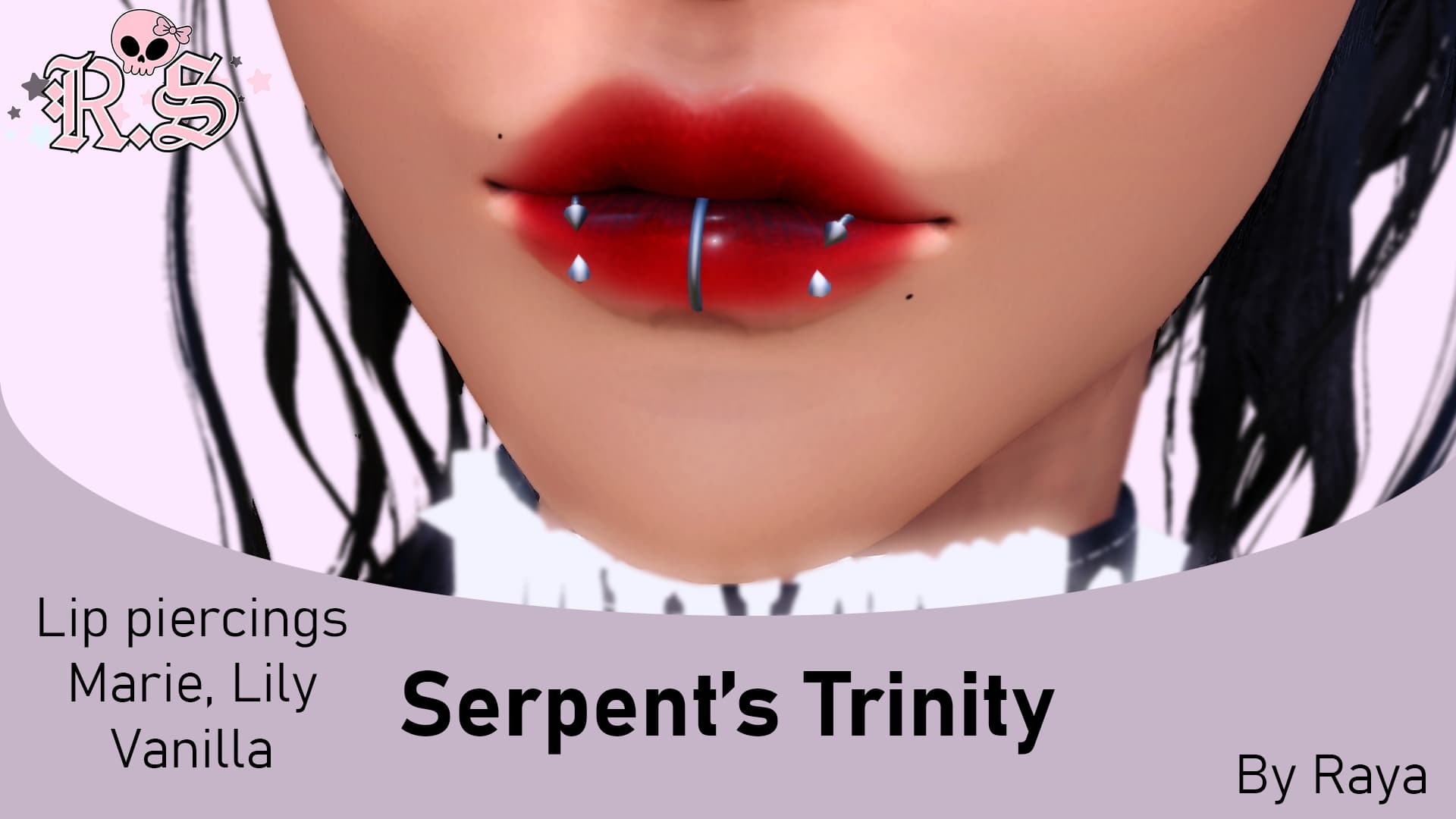 Preview of the Serpent's Trinity lip piercing mod.